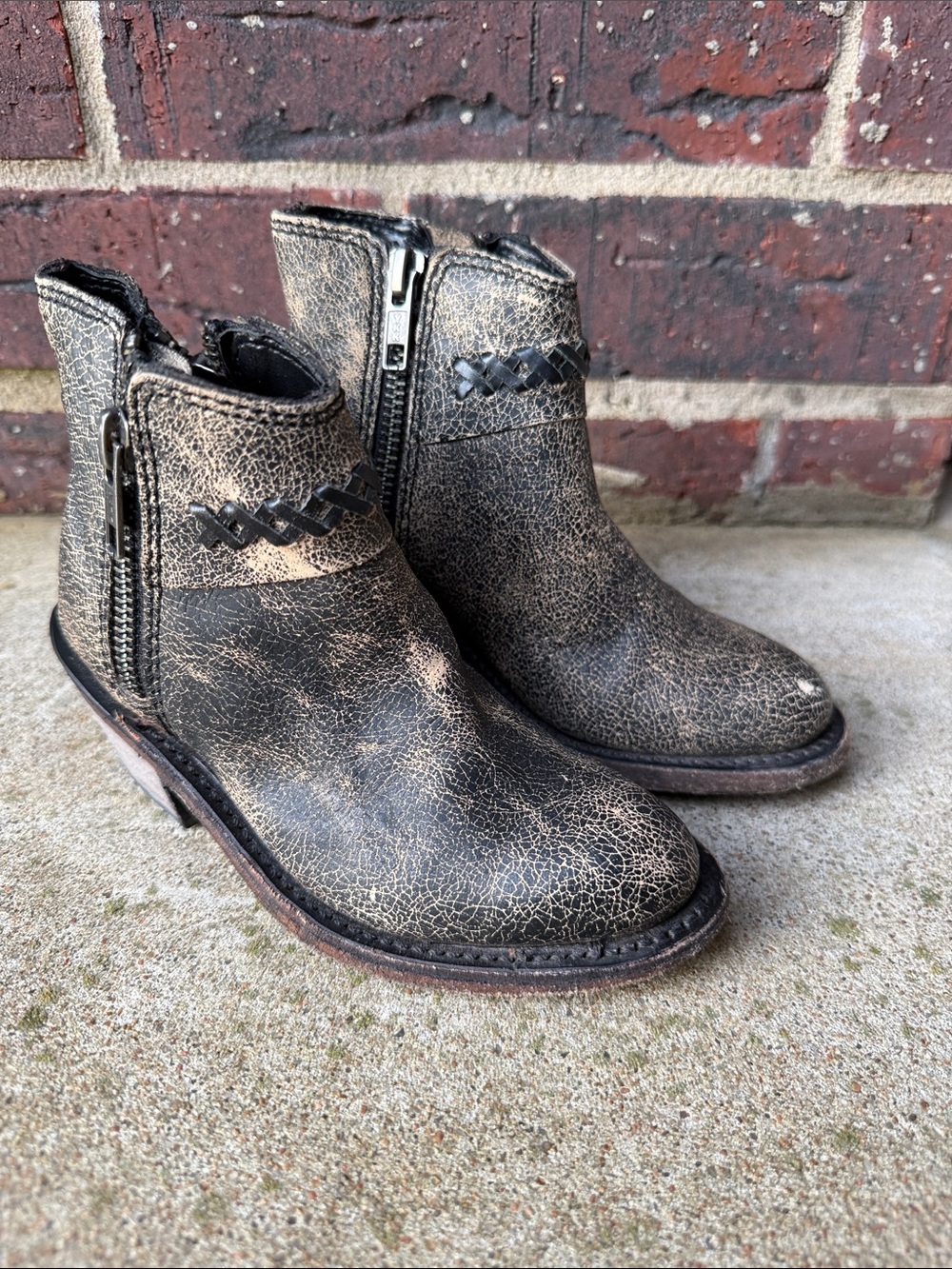 Old West Girls Distressed Leather Ankle Boots